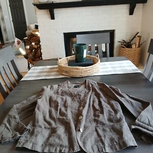 Bonita 100% Fine linen blazer NWOT size L Grayish Brown